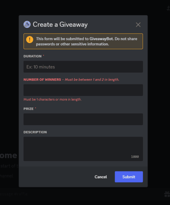 The Raffle Giveaway Interactive Setup Will Initiate