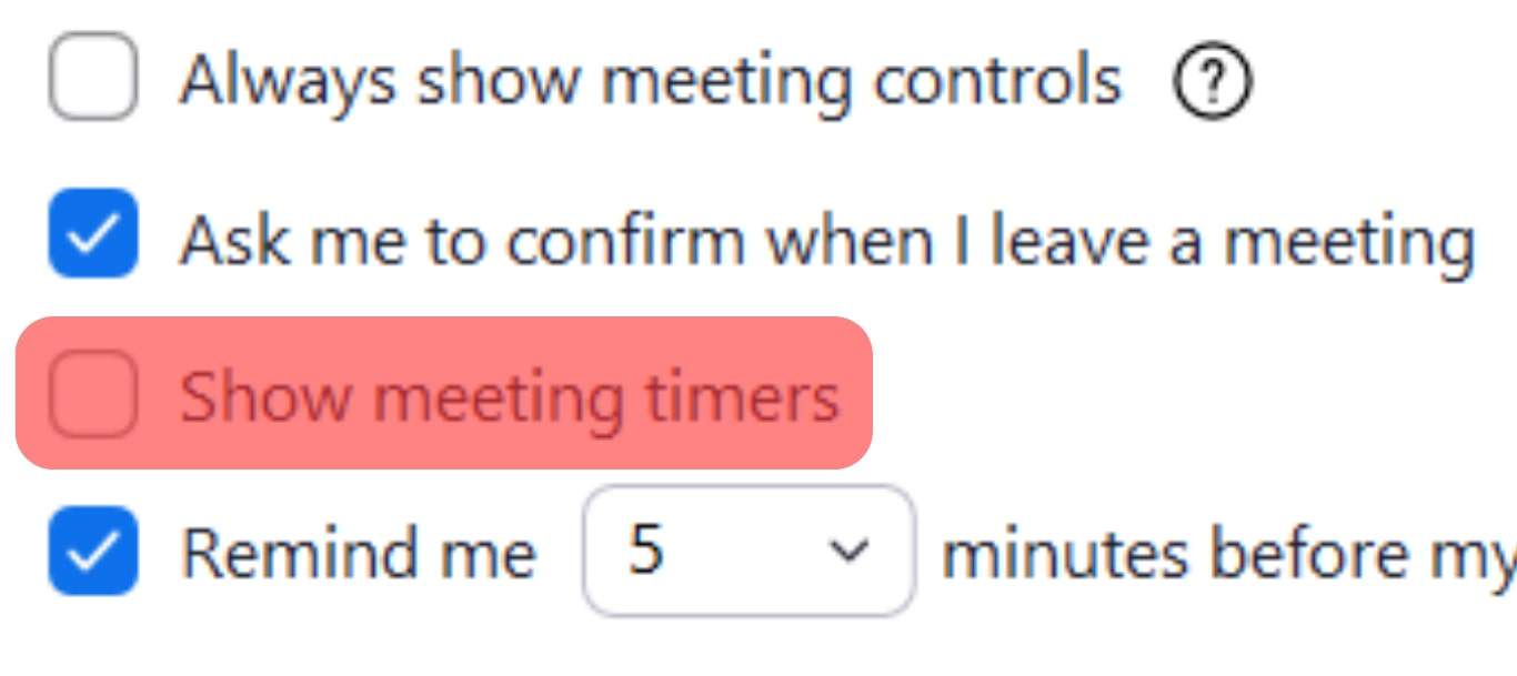 Tick The Show Meeting Timers Checkbox