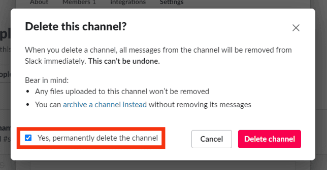 Tick The Yes, And Permanently Delete This Channel Checkbox