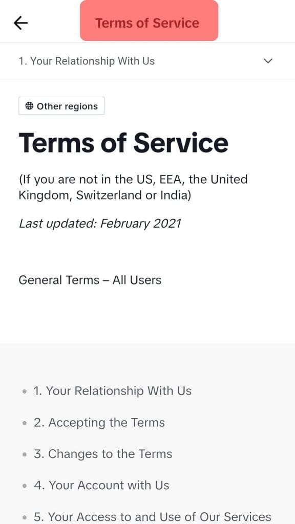 Tiktok’s Terms Of Service (Tos)