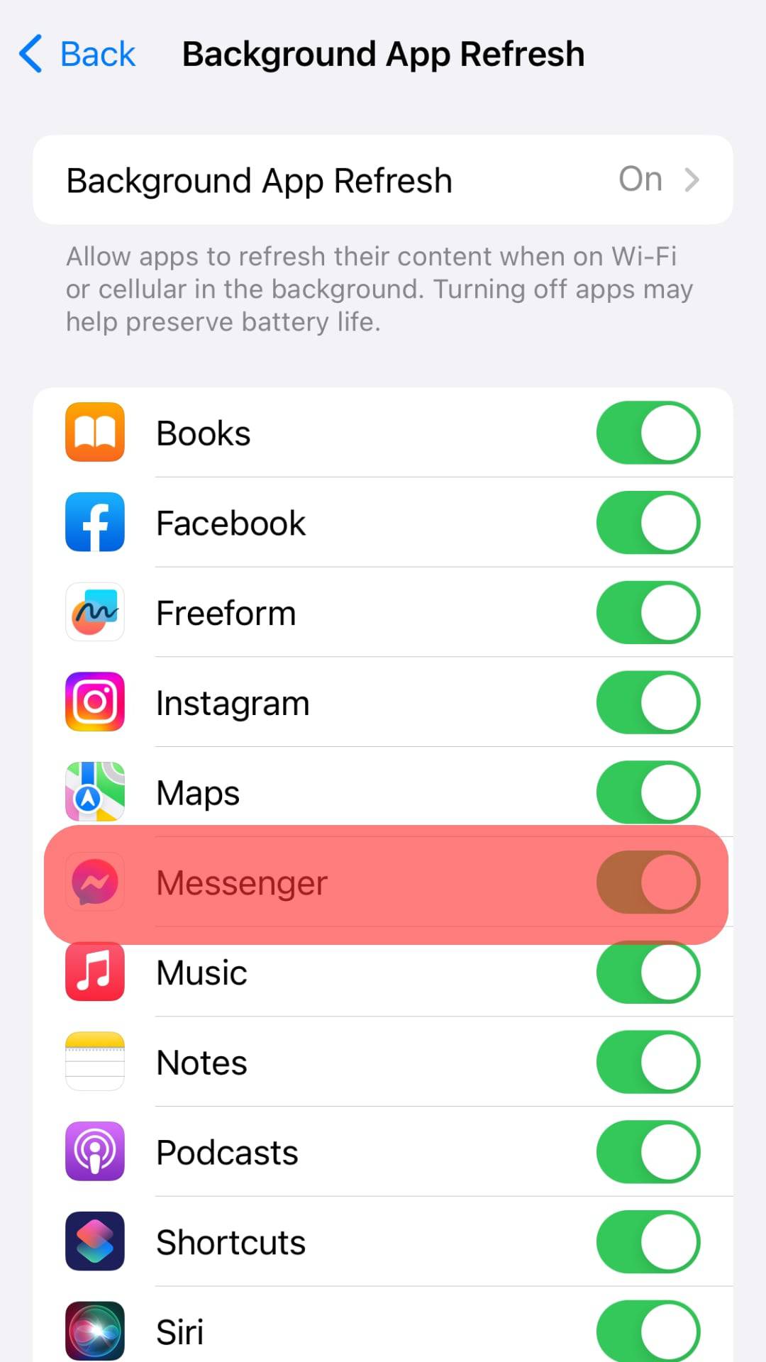 Toggle Off Messenger.