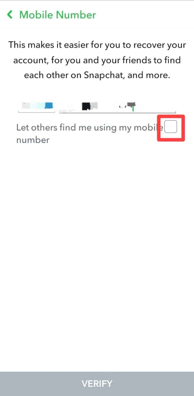 Toggle Off Let Others Find Me Using My Phone Number On Snapchat