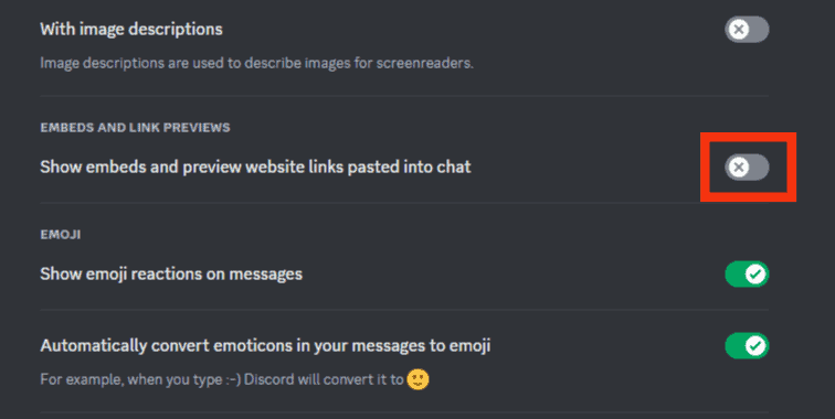 Toggle Off The Show Embed And Preview Website Links Pasted Into Chat