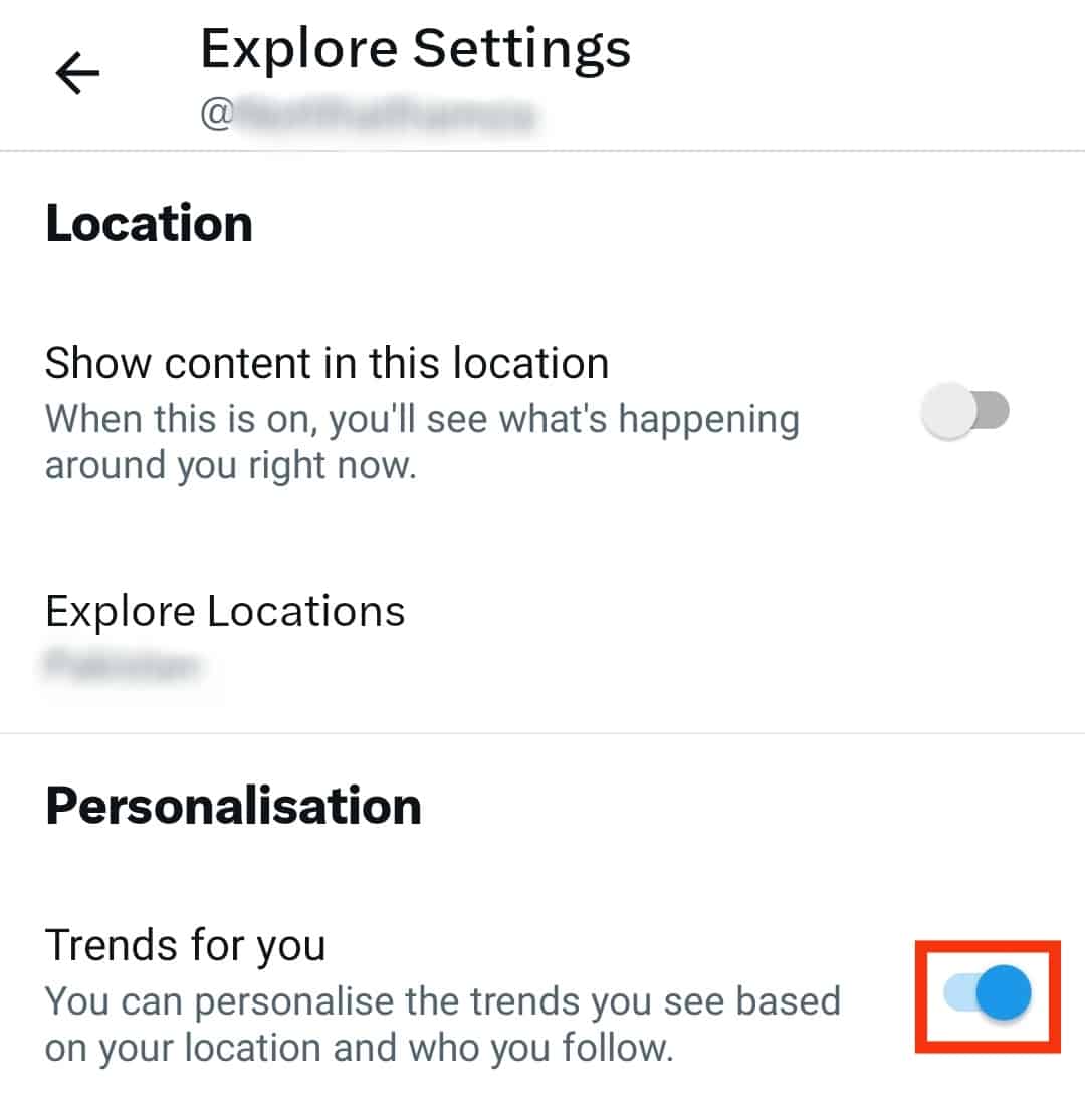 Toggle On The “Trends For You” Button