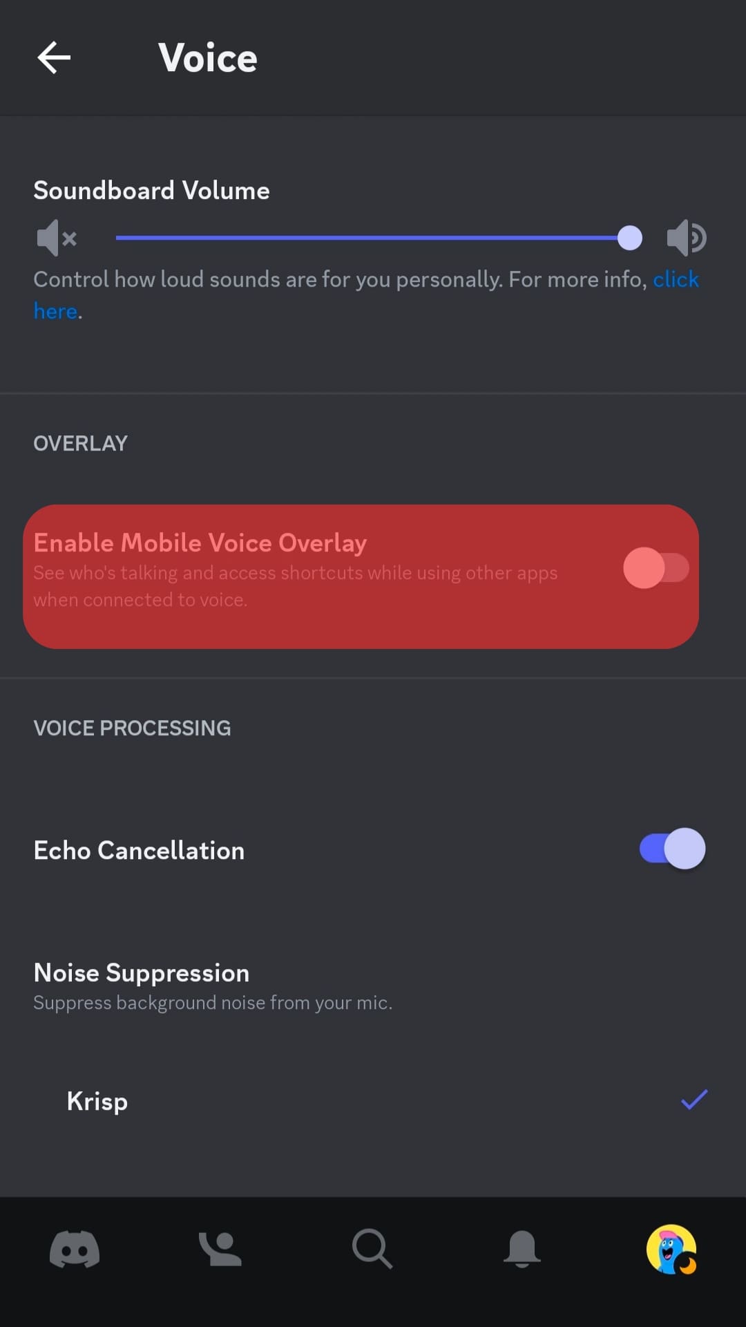 Toggle The Switch For Enable Mobile Voice Overlay.