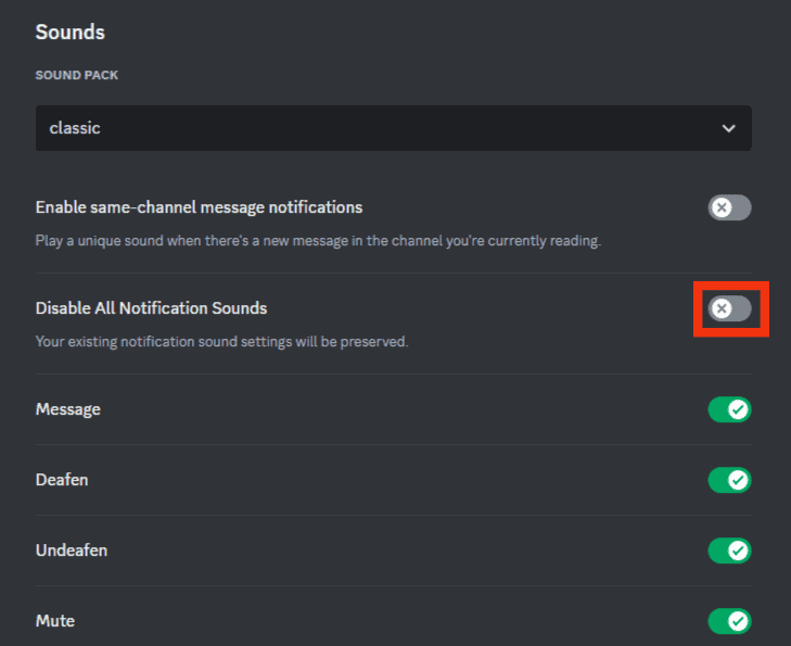 Turn Off Disable All Notifications Sounds