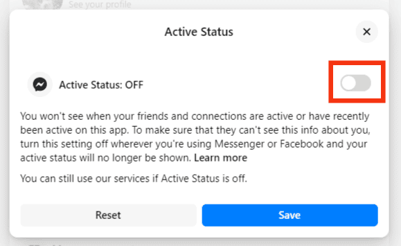 Turn Off The Active Status Switch
