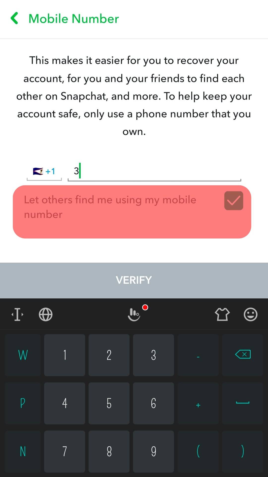 Turn Off The Let Others Find Me Using My Mobile Number Option.