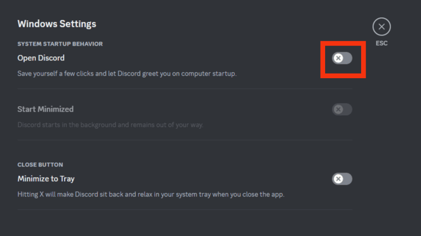 Turn Off The Open Discord Toggle