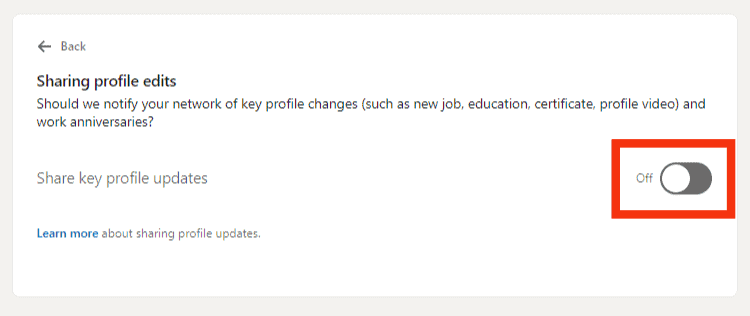 Turn Off The Share Key Profile Updates