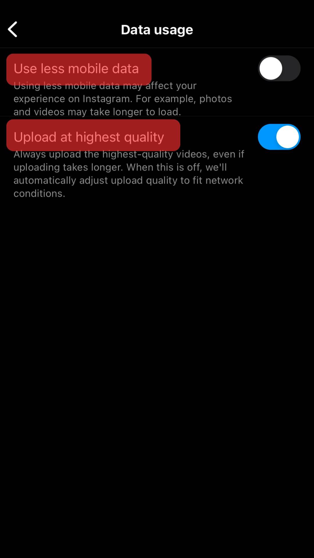 Turn Off The Use Less Mobile Data Option