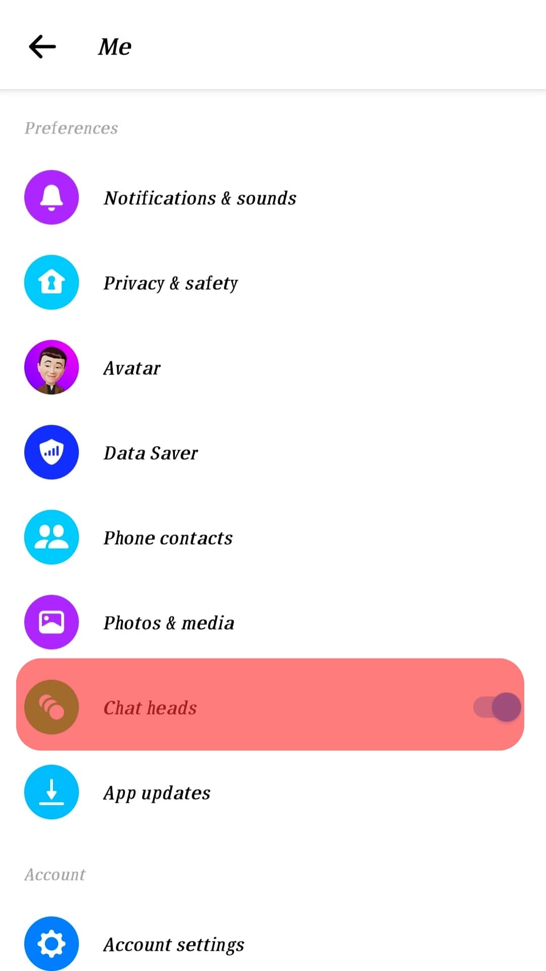 Turn Off The Chat Heads Option To Disable Facebook Messenger Pop-Ups