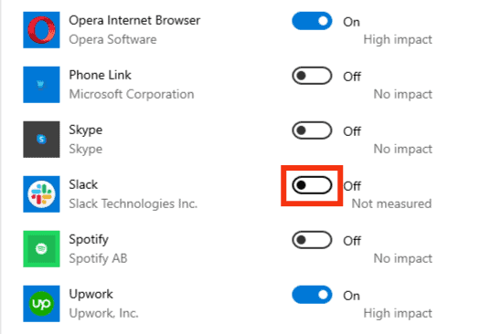 Turn Off The Toggle Next To Slack