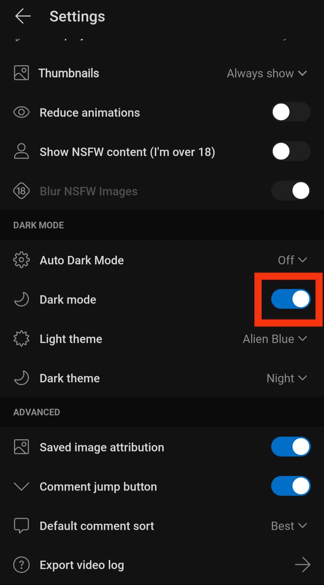 Turn On The Dark Mode Toggle