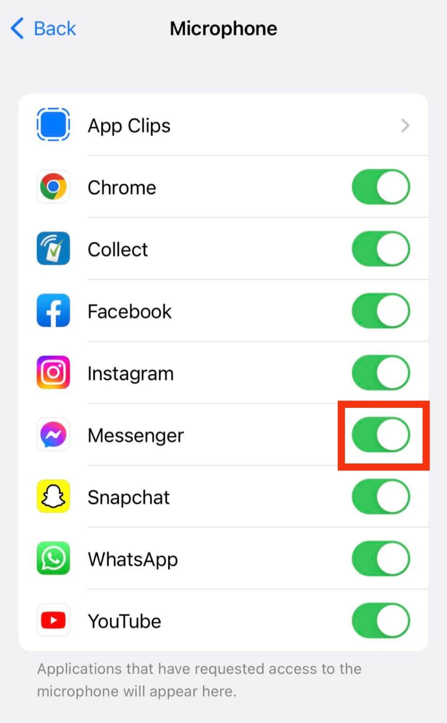 Turn On The Button Next To The Messenger App.