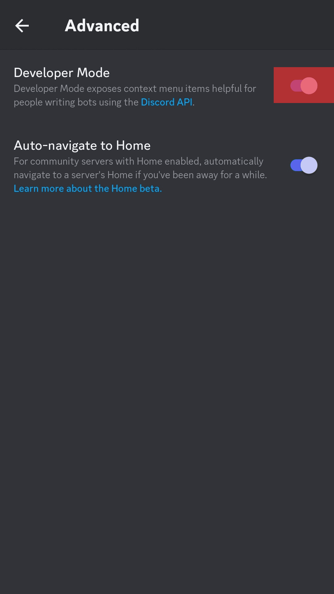 Turn On The Toggle Next To Developer Mode