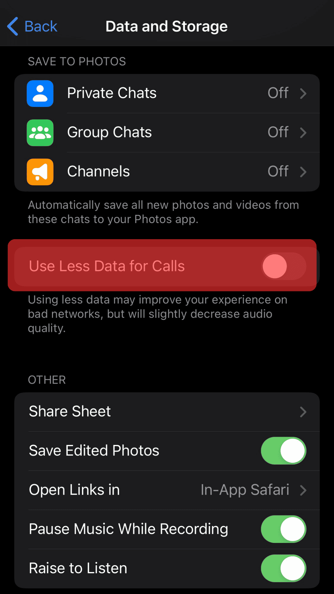 Turn On The ‘Use Less Data For Calls’ Setting.
