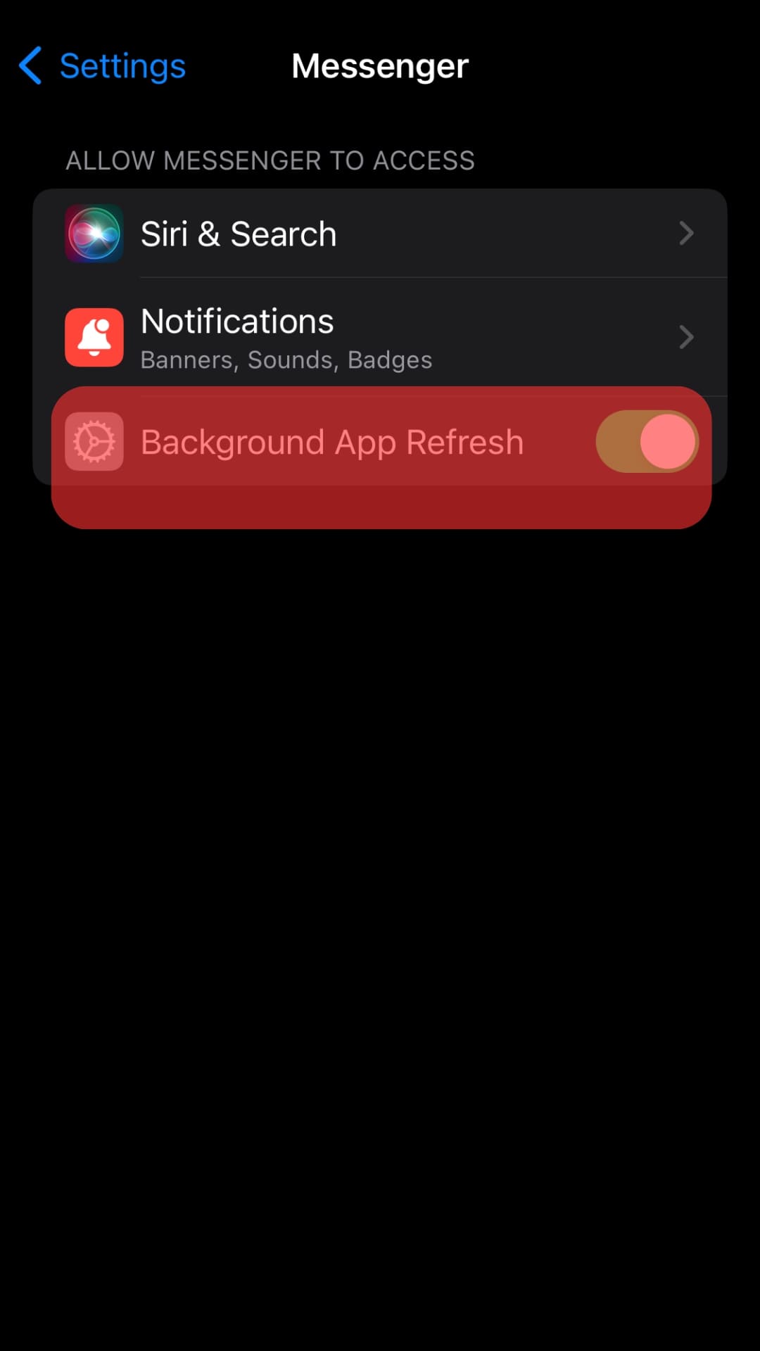 Turn The Toggle On For Background App Refresh.