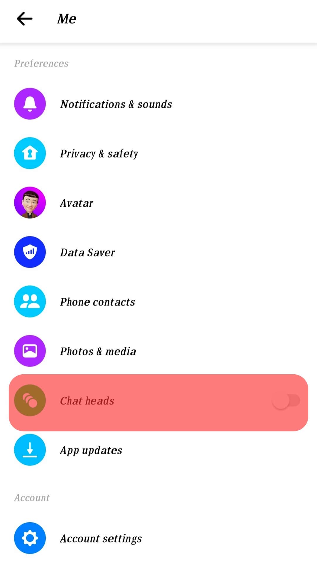Turning Off Messenger Chat Head