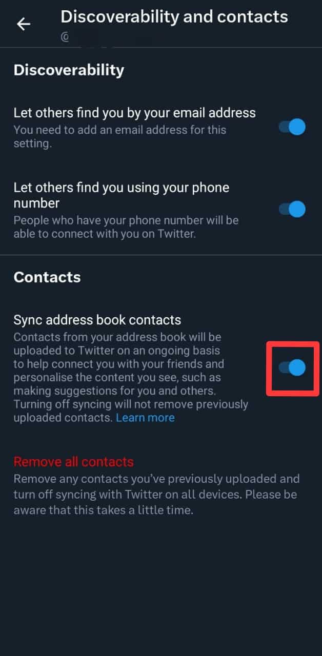 Twitter Sync Address Book Contacts