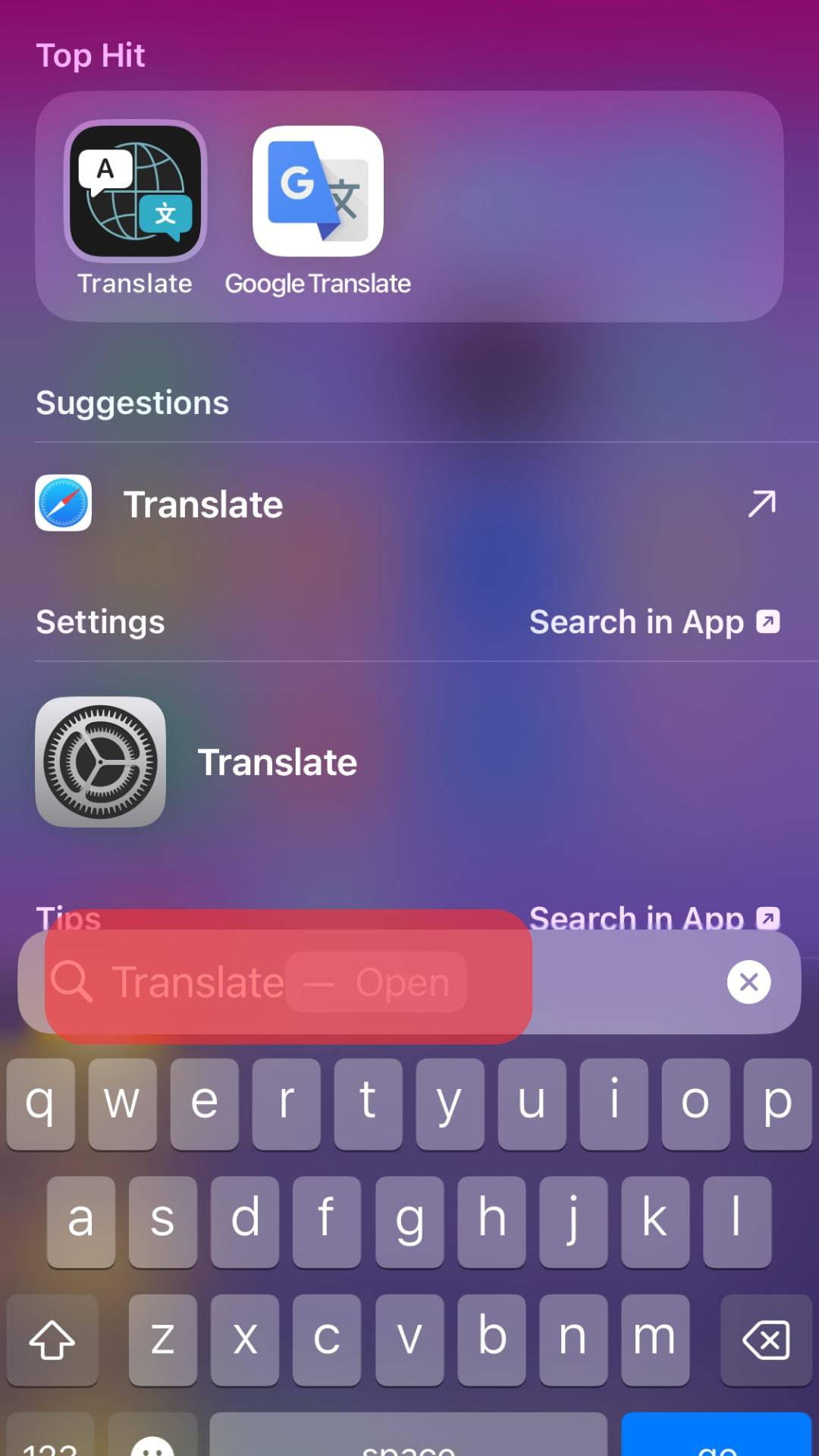 Type ‘Translate’ Into The Search Bar.