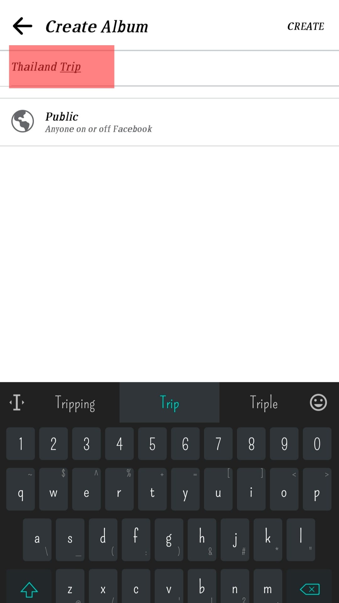Type Album Name And Tap Create.