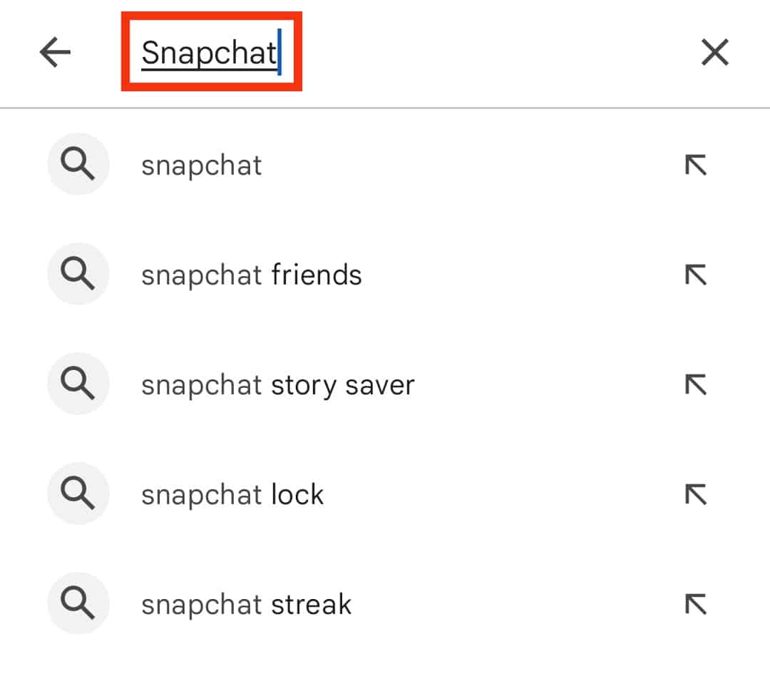 Type Snapchat On The Search Bar