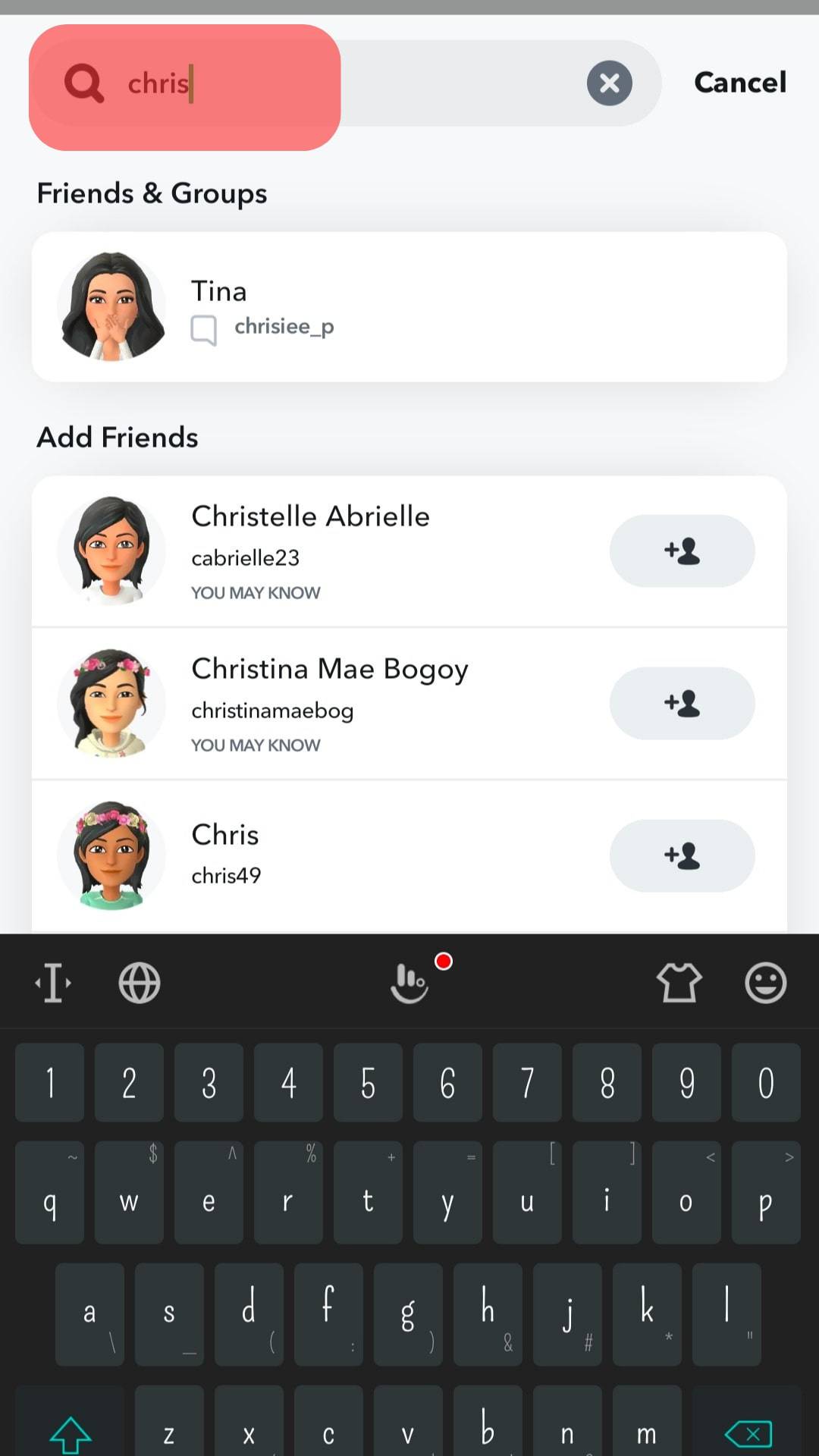 Type A Name Into The Search Bar Snapchat
