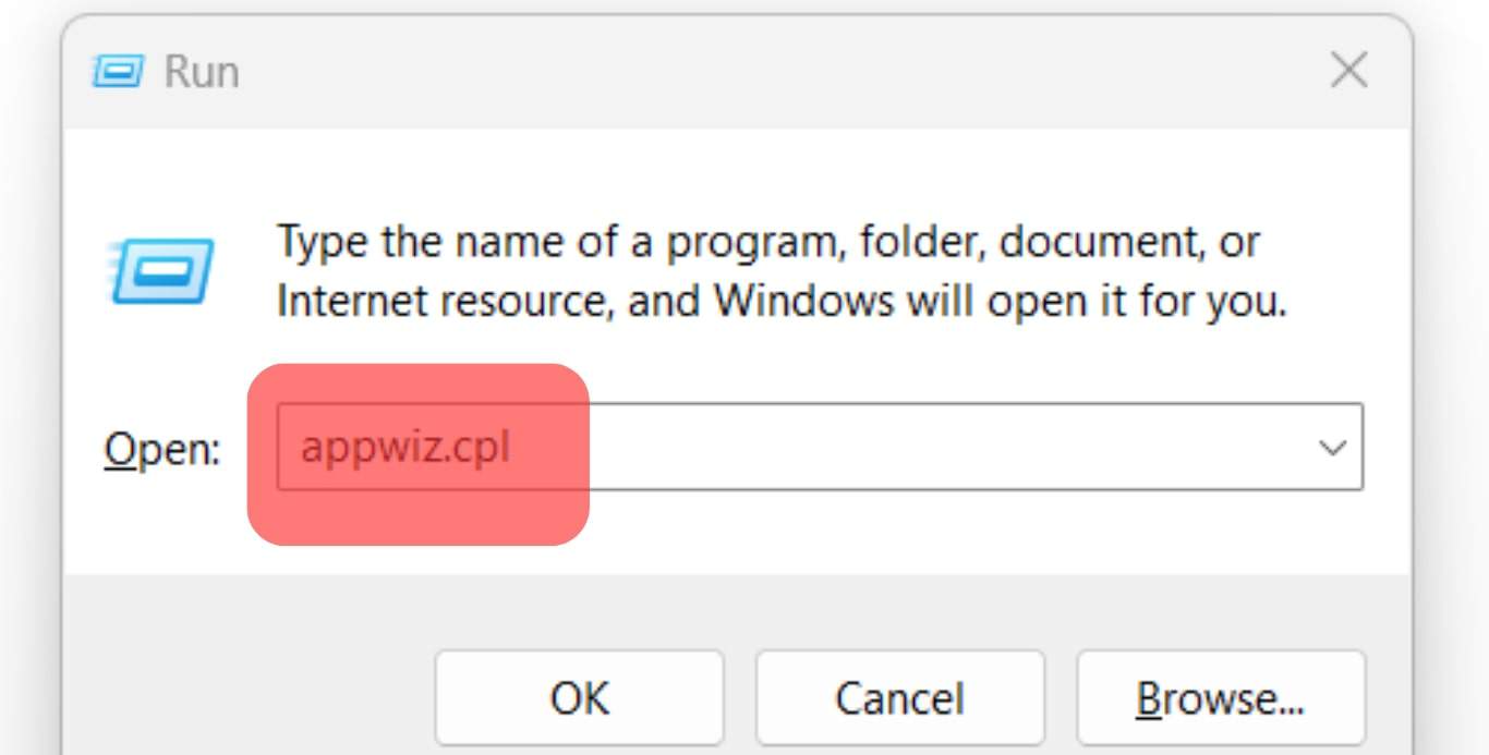 Type Appwiz.cpl.