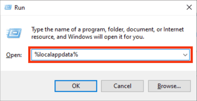 Type %Localappdata% In The Open Dialogue Box Window