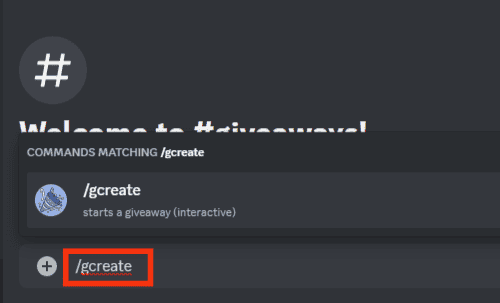 Type The Gcreate Command