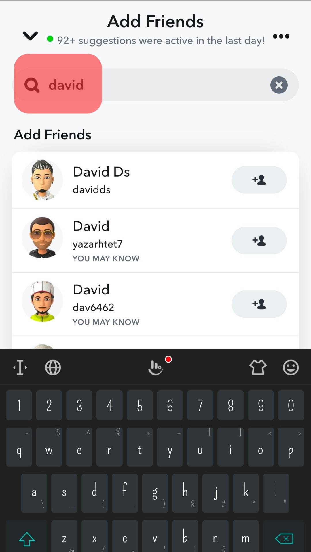 Type The User's Name On The Search Bar Friends Snapchat