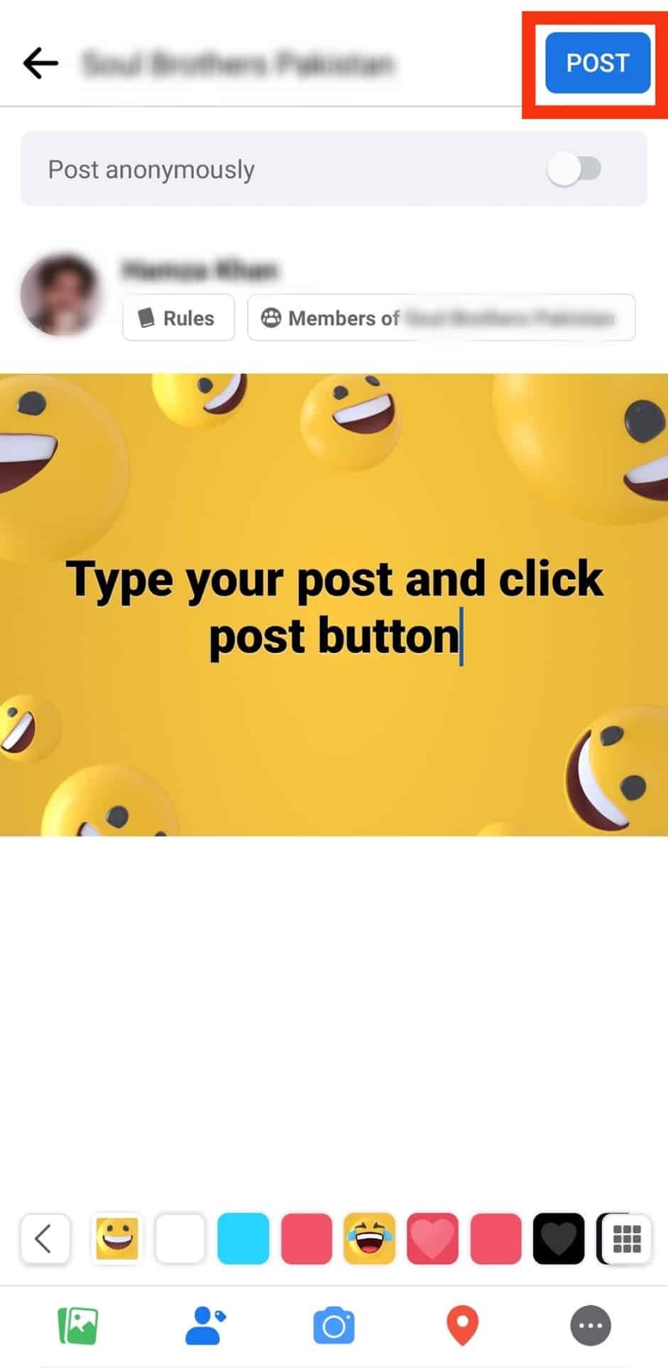 Type Your Post, Then Click Post