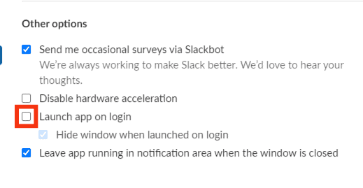 Uncheck The Launch App On Login Checkbox