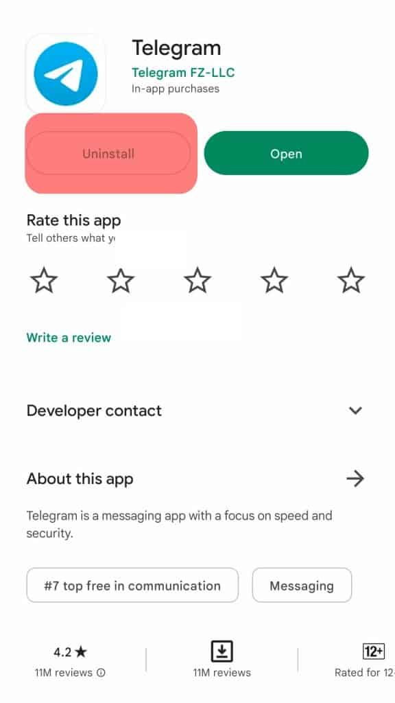 Uninstall Telegram