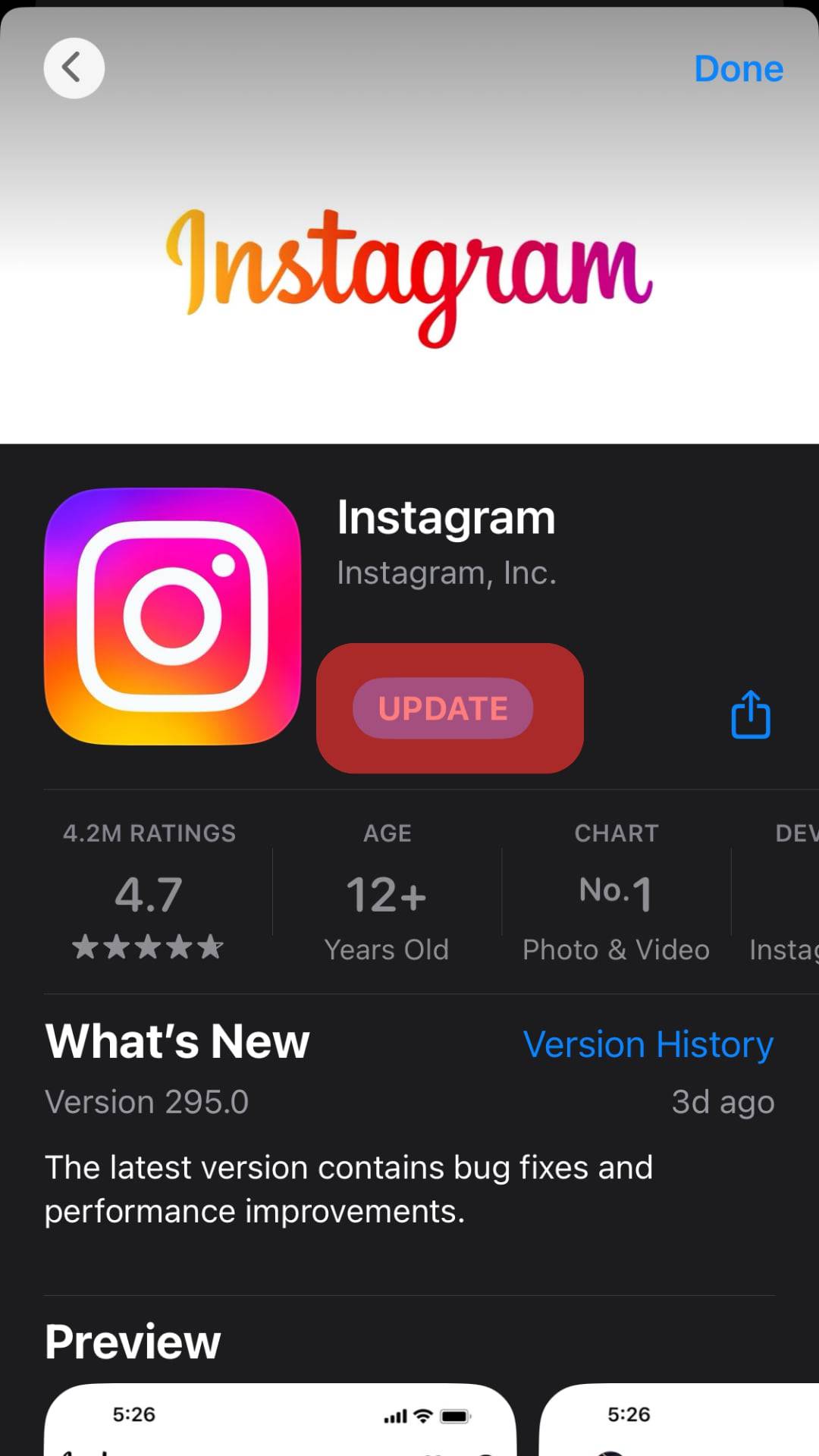 Update Instagram Iphone