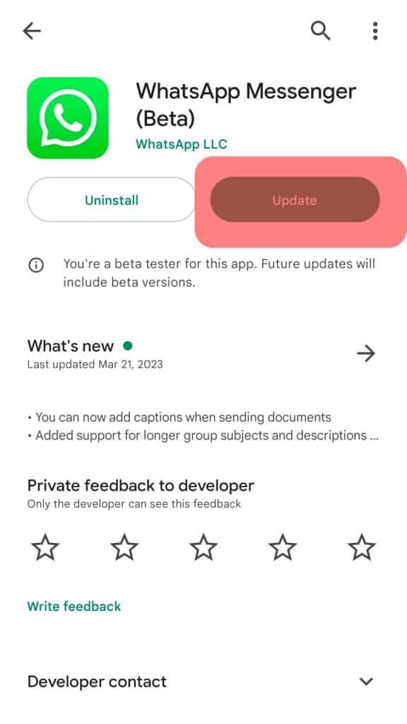 Update Reinstall Whatsapp