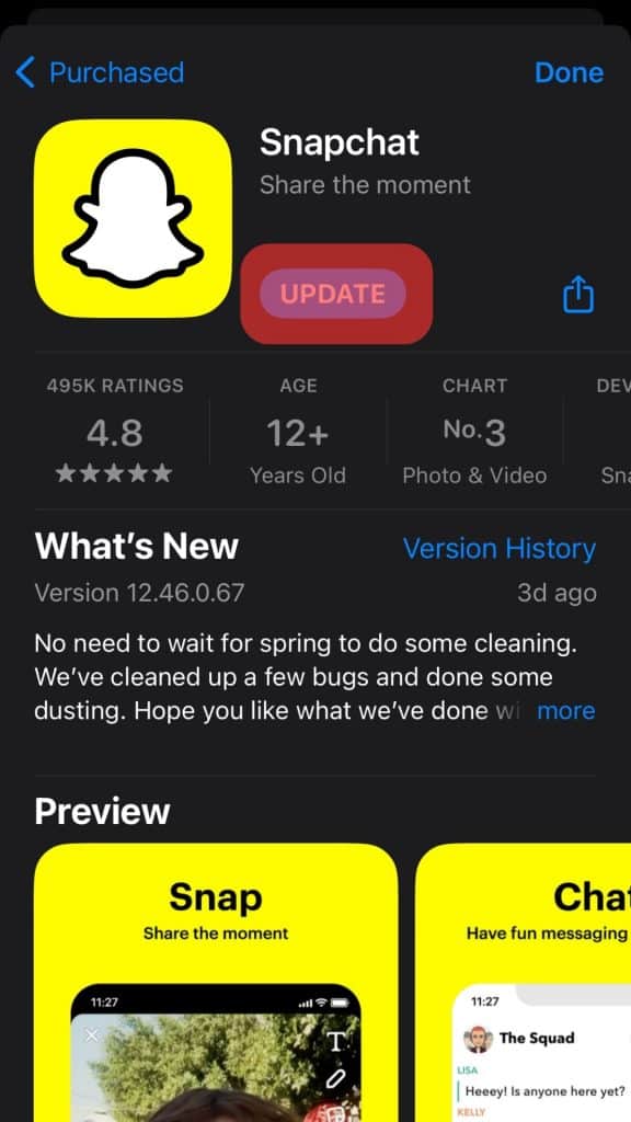 Update Snapchat Iphone