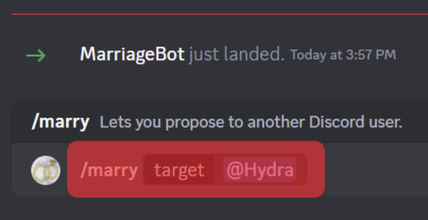 Use The Marry @Username Command