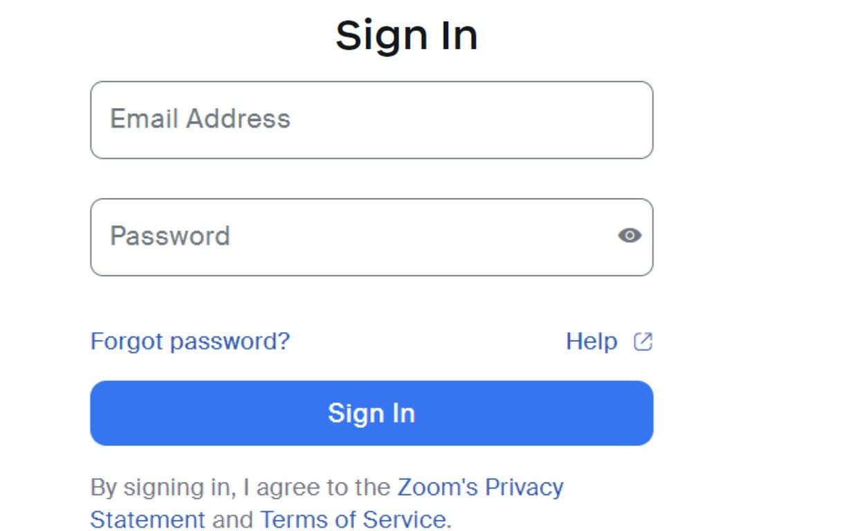 Use Your Zoom Email And Password To Sign In