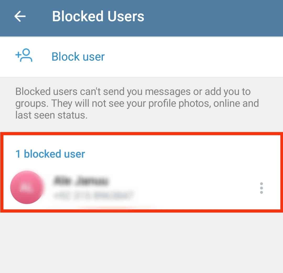 View The List Of Blocked Contacts