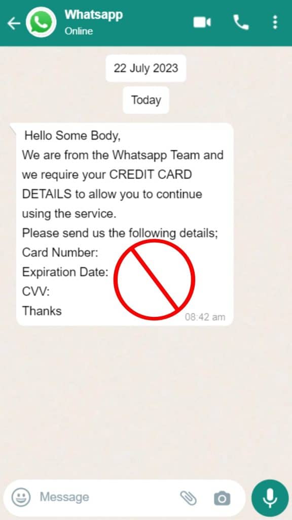 Whatsapp Ask For Credit Card