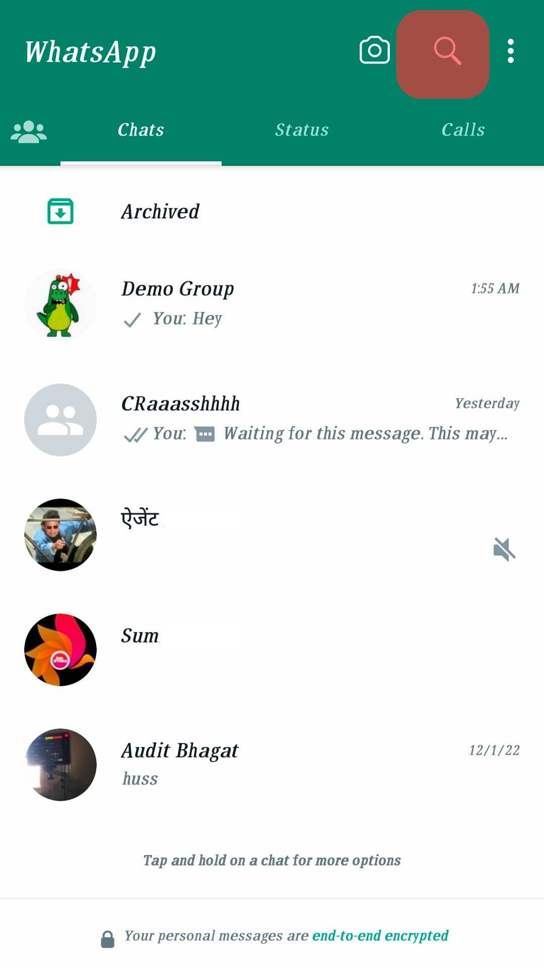 Whatsapp Search Icon On Top Right