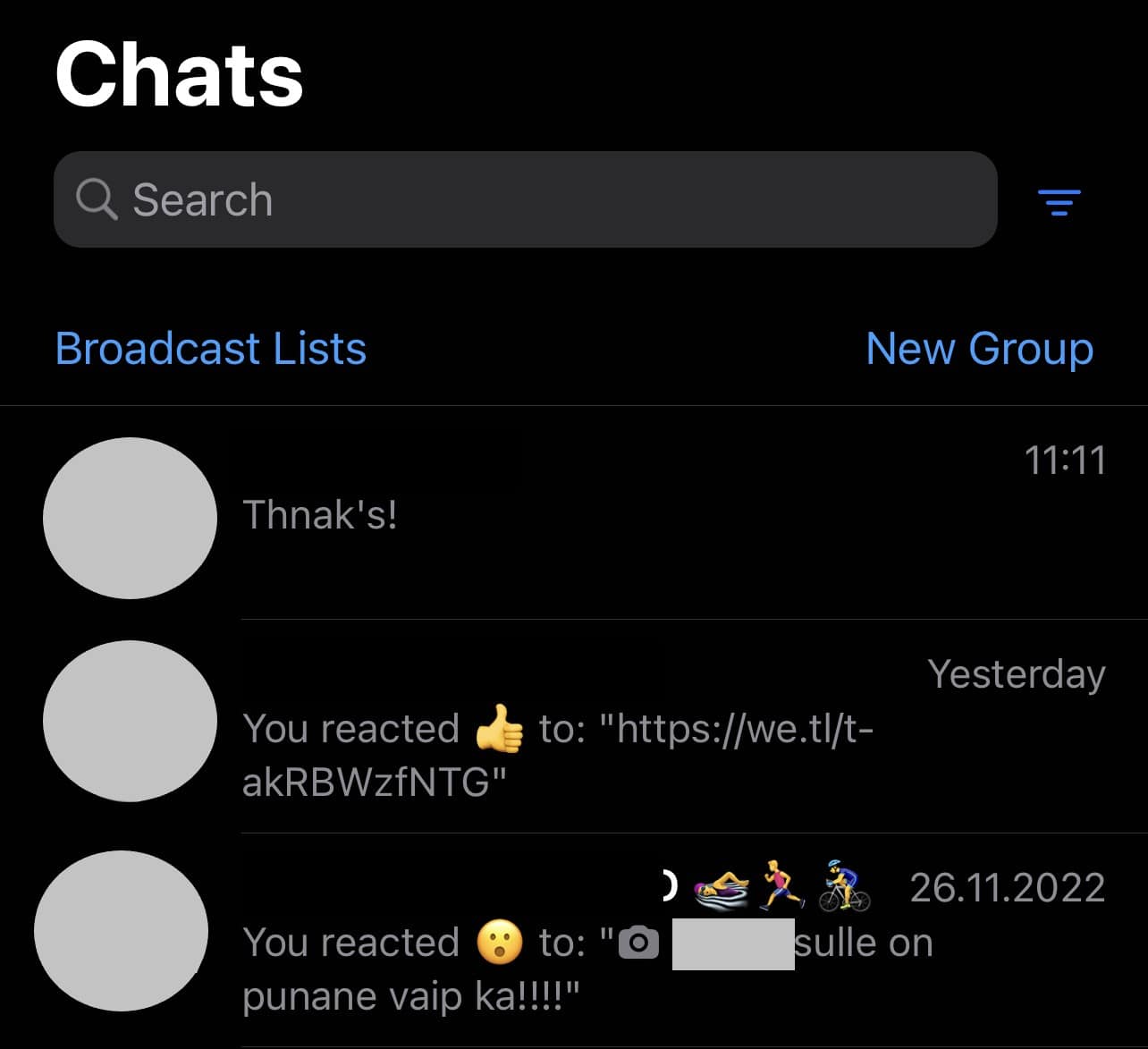 Chats In Whatsapp Mobile App