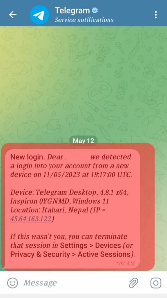 You Receive A Message From The Telegram Team