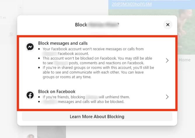 You Can Either Block Messages And Calls Or Choose Block On Facebook