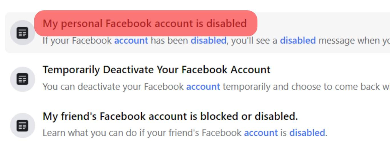 You Will See A My Personal Account Was Disabled Page.