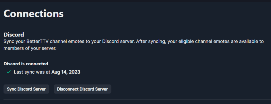 Your Discord And Bttv Are Now Connected