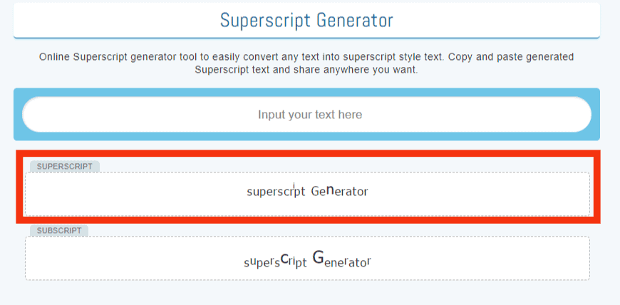 Your Text Will Appear In The Superscript Box