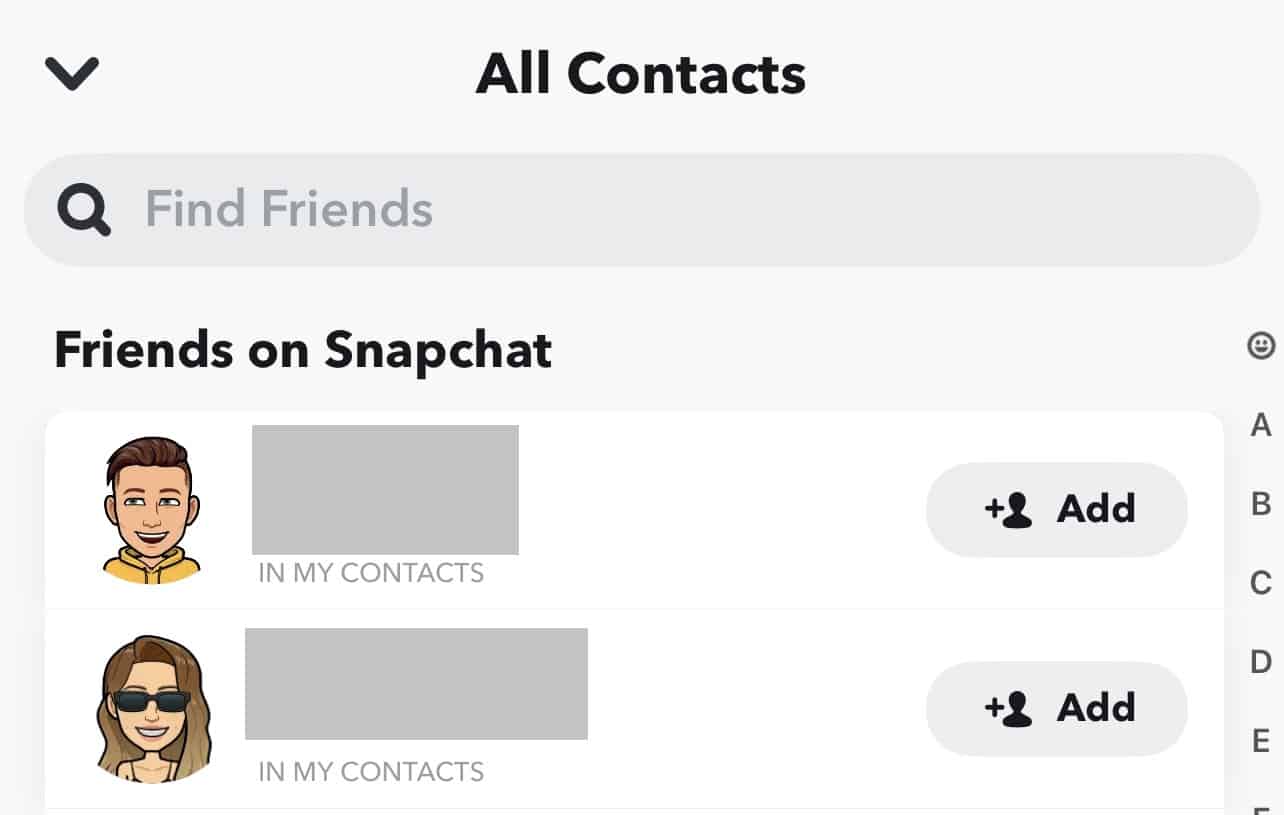 All Contacts View On Snapchat
